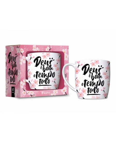 CANECA PORCELANA URBAN 300ML - DEUS É BOM O TEMPO TODO