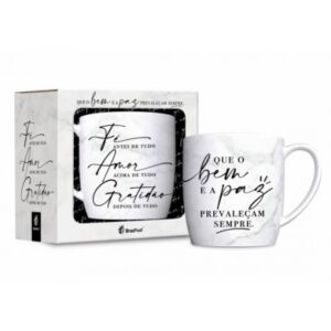 CANECA PORCELANA URBAN 300ML - FÉ AMOR E GRATIDÃO