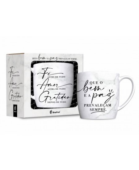 CANECA PORCELANA URBAN 300ML - FÉ AMOR E GRATIDÃO