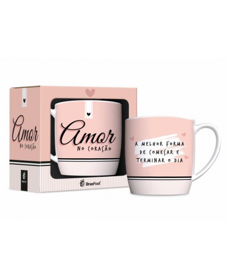 CANECA PORCELANA URBAN 300ML - AMOR NO CORAÇÃO