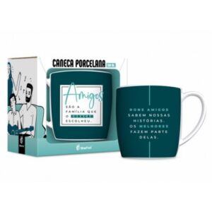 CANECA PORCELANA URBAN 300ML - AMIGOS QUE O CORAÇÃO ESCOLHEU