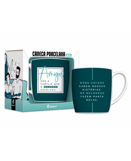CANECA PORCELANA URBAN 300ML - AMIGOS QUE O CORAÇÃO ESCOLHEU