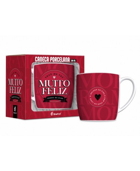 CANECA PORCELANA URBAN 300ML - VOCÊ ME FAZ MUITO FELIZ