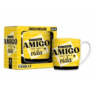 CANECA PORCELANA URBAN 300ML FAMÍLIA - AMIGO PARA VIDA