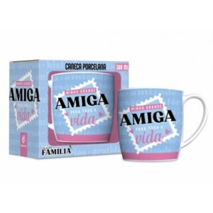 CANECA PORCELANA URBAN 300ML FAMÍLIA - AMIGA PARA VIDA