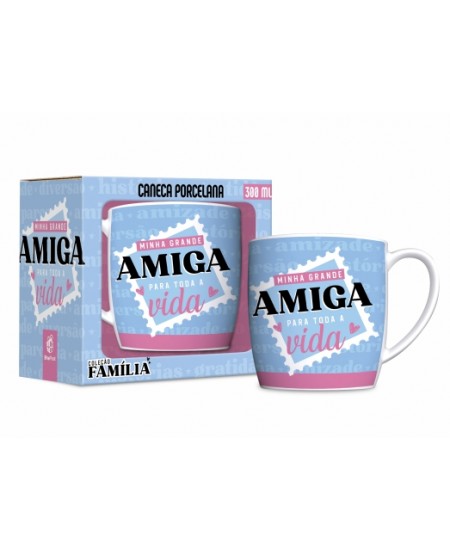 CANECA PORCELANA URBAN 300ML FAMÍLIA - AMIGA PARA VIDA