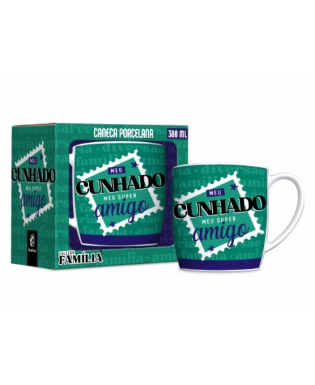 CANECA PORCELANA URBAN 300ML FAMÍLIA - CUNHADO AMIGO