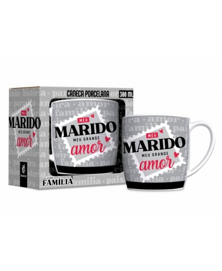 CANECA PORCELANA URBAN 300ML FAMÍLIA - MARIDO MEU GRANDE AMOR