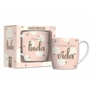 CANECA PORCELANA URBAN 300ML - SEMPRE LINDA CORAÇÃO