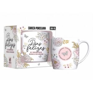 CANECA PORCELANA URBAN 300ML - VOCÊ MERECE DIAS FELIZES