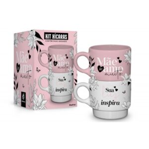 CANECA EMPILHADA DUPLA ONIX - MÃE SUA LUZ INSPIRA