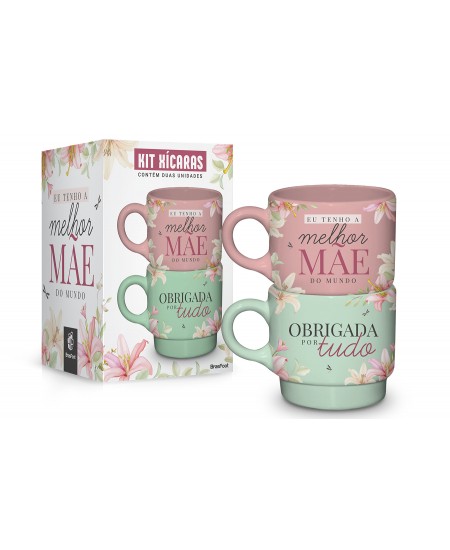 CANECA EMPILHADA DUPLA ONIX - MELHOR MÃE DO MUNDO
