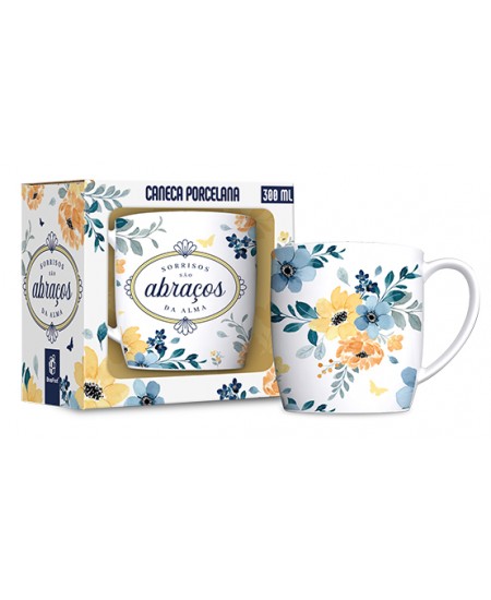 CANECA PORCELANA URBAN 300ML - SORRISOS SÃO ABRAÇOS