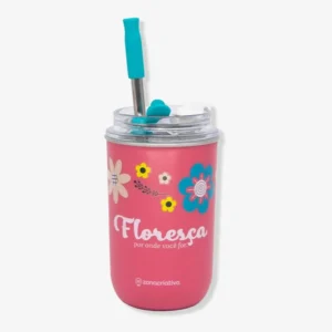 Copo Neo com Canudo Amigas Floral – Zonacriativa