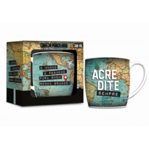 CANECA PORCELANA URBAN 300ML - O MUNDO É PEQUENO
