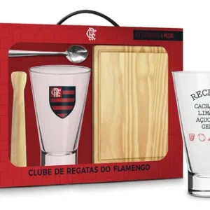 Kit Caipirinha Grande Copo Long 400ml Times Futebol Flamengo
