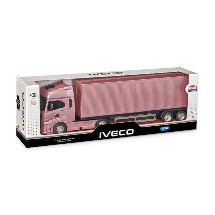 Caminhão Brinquedo Miniatura Iveco S-Way Toco Carreta Baú - Imagem 2