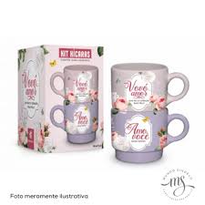 CANECA EMPILHADA DUPLA ONIX - VOVÓ AMO VOCE