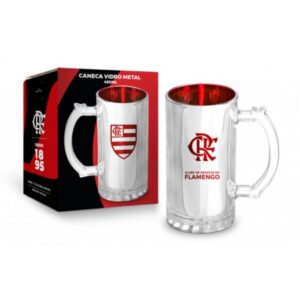 CANECA VIDRO METALIC TIMES - FLAMENGO