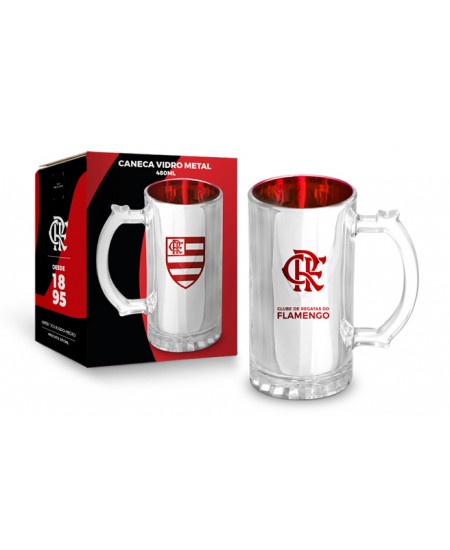 CANECA VIDRO METALIC TIMES - FLAMENGO
