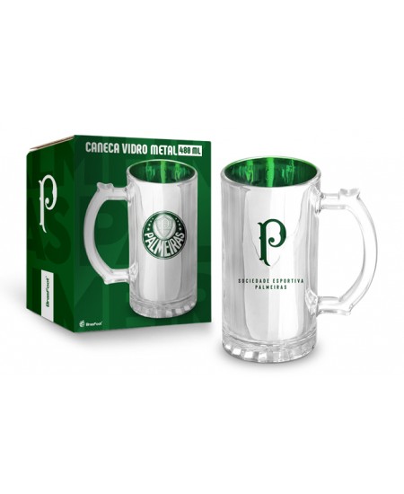 CANECA VIDRO METALIC TIMES - PALMEIRAS