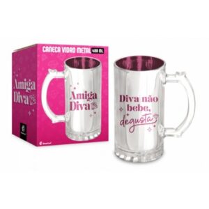 CANECA VIDRO METALIC TEMAS - DIVA NÃO BEBE DEGUSTA