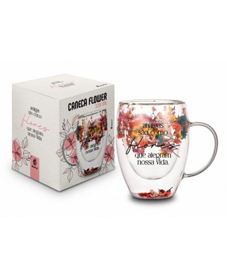 CANECA VIDRO FLOWER - FLORES QUE ALEGRAM