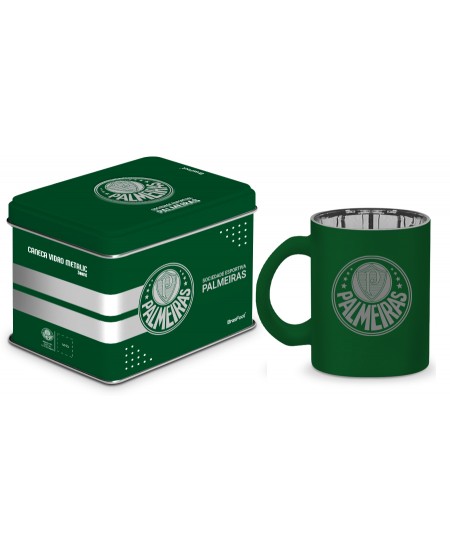 CANECA VIDRO DIAMOND METALIC LATA TIMES - PALMEIRAS