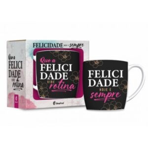 CANECA PORCELANA URBAN 300ML - FELICIDADE VIRE ROTINA