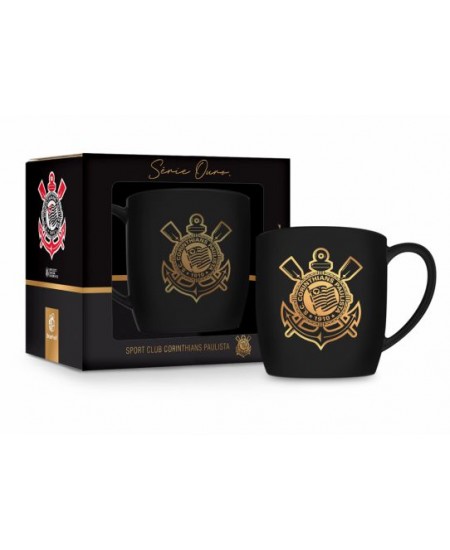 CANECA PORCELANA URBAN 300ML TIMES - CORINTHIANS SÉRIE OURO