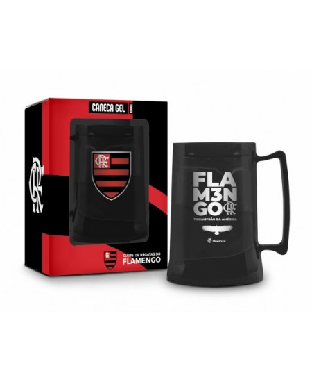 CANECA GEL 300ML TIMES - FLAMENGO PRETA
