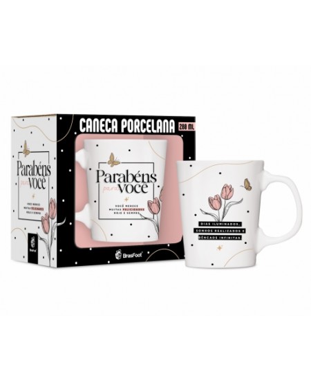 CANECA PORCELANA PREMIUM - PARABÉNS PARA VOCÊ
