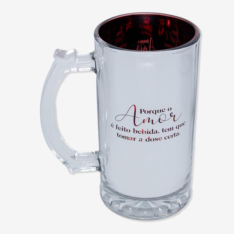 CANECA DE CHOP 450ML ELETROSTATICA AMOR E FEITO BEBIDA