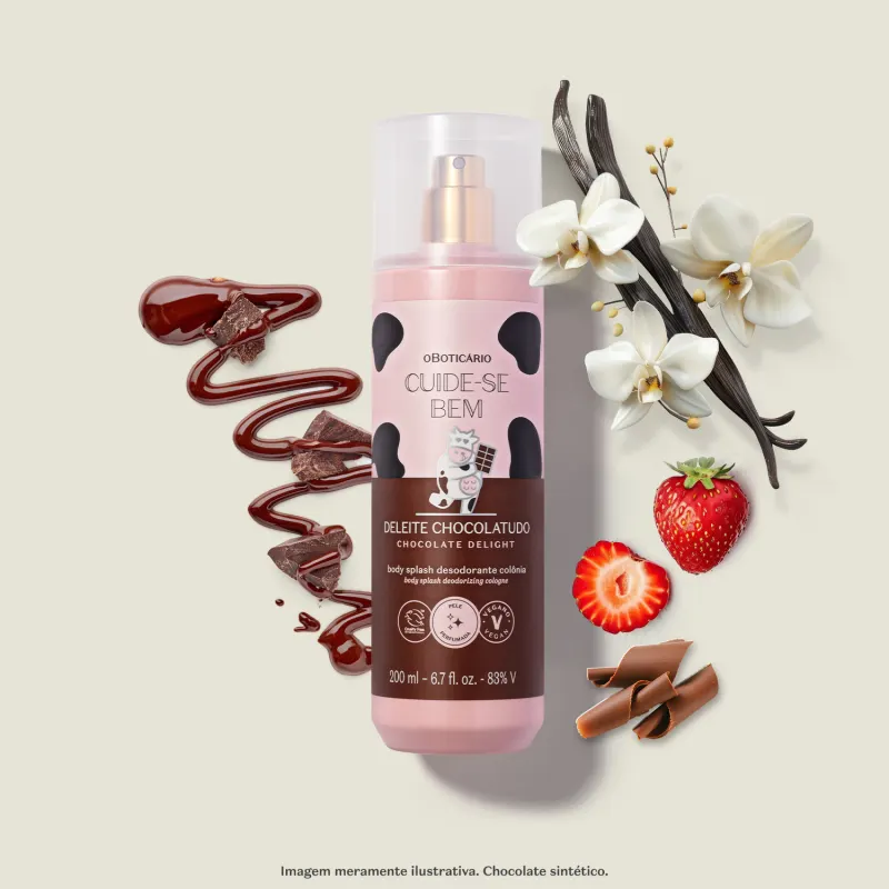Body Splash Desodorante Colônia Cuide-se Bem Deleite Chocolatudo 200ml - Imagem 2