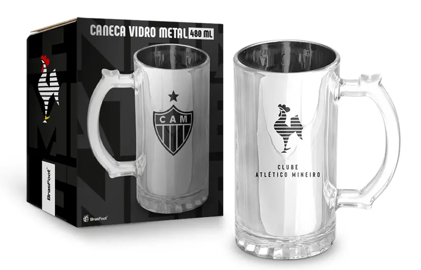 CANECA VIDRO BERLIM METALIC TIMES 480ML - ATLÉTICO