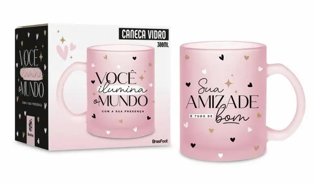 CANECA VIDRO DIAMOND 300ML - SUA PRESENÇA
