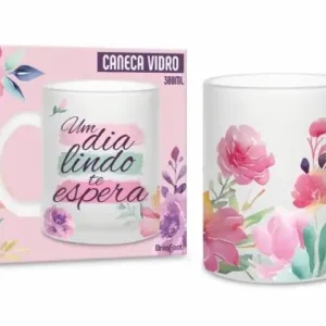 CANECA VIDRO DIAMOND 300ML - UM DIA LINDO