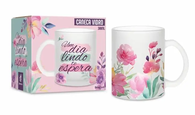 CANECA VIDRO DIAMOND 300ML - UM DIA LINDO