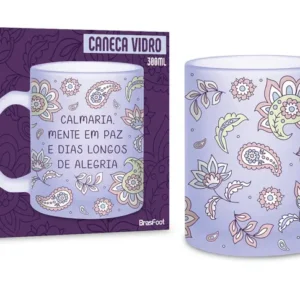 CANECA VIDRO DIAMOND 300ML - CALMARIA MENTE EM PAZ