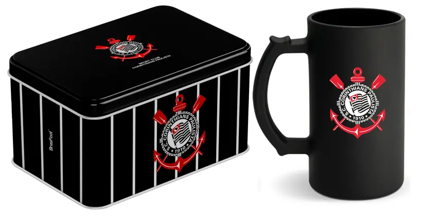 CANECA VIDRO BERLIM FOSCA 480ML LATA TIMES- CORINTHIANS