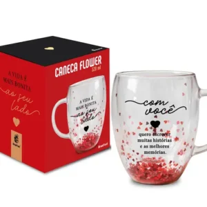 CANECA VIDRO FLOWER 320ML - AO SEU LADO
