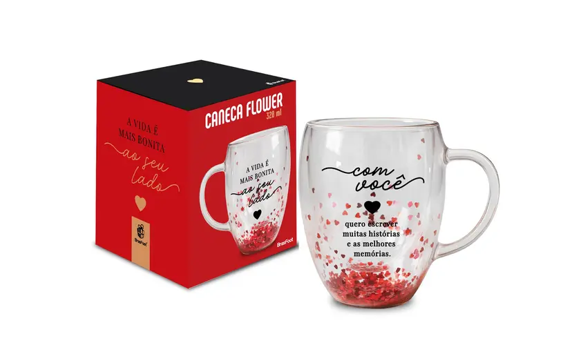 CANECA VIDRO FLOWER 320ML - AO SEU LADO