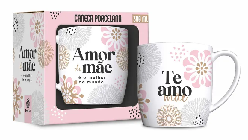 CANECA PORCELANA URBAN 300ML - MÃE MELHOR AMOR DO MUNDO