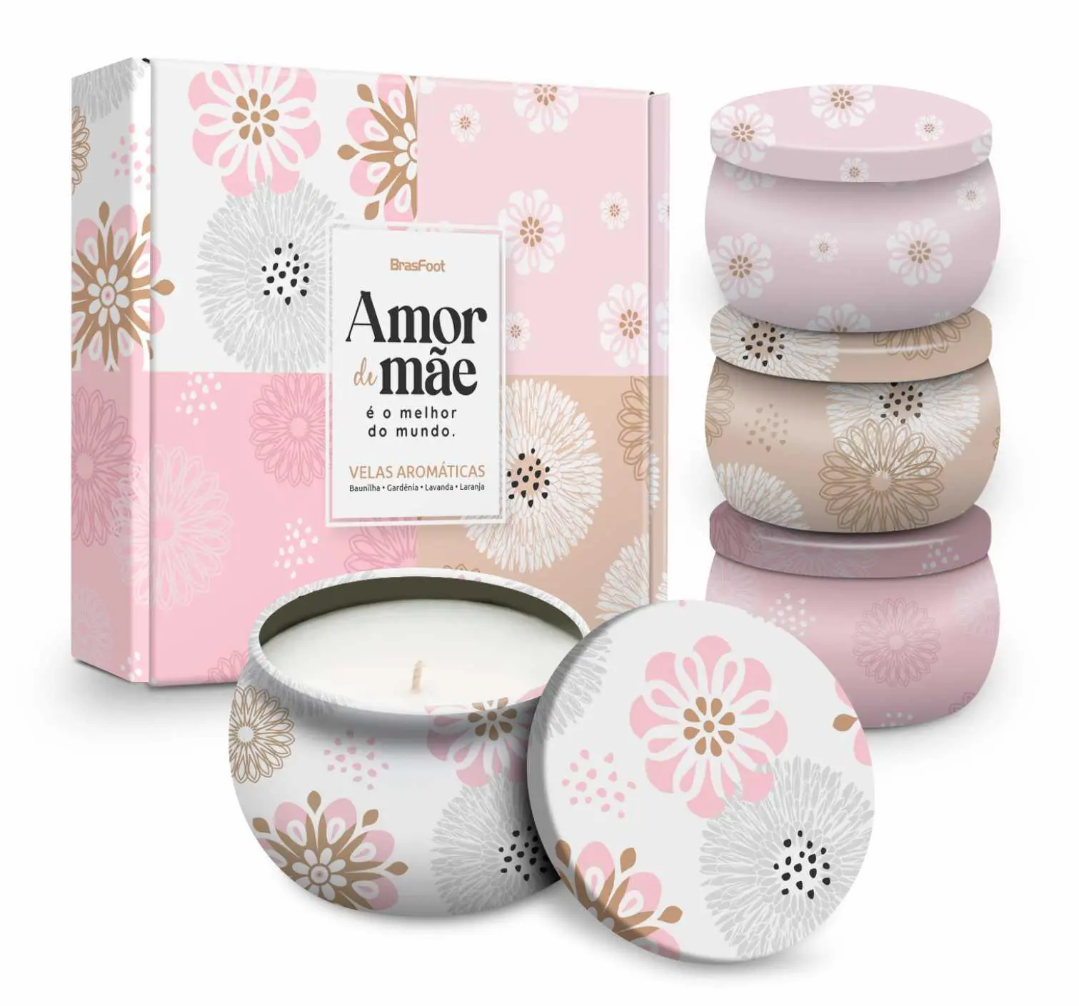 VELAS AROMÁTICAS LATA C/4 - MÃE MELHOR AMOR DO MUNDO