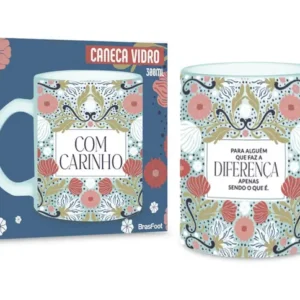 CANECA VIDRO DIAMOND 300ML - COM CARINHO