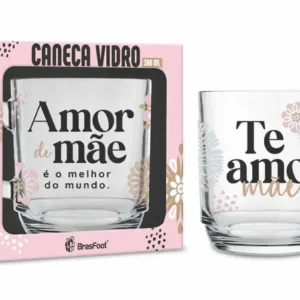 CANECA VIDRO ELEGANCE 300ML - MÃE MELHOR AMOR DO MUNDO