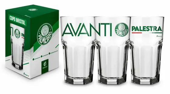 COPO VIDRO 520ML FUTEBOL TIMES - PALMEIRAS