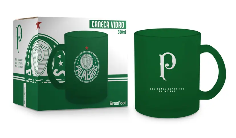 CANECA VIDRO DIAMOND TIMES 300ML - PALMEIRAS