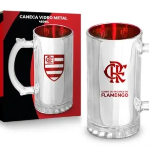 CANECA VIDRO BERLIM METALIC TIMES 480ML - FLAMENGO