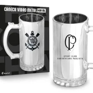 CANECA VIDRO BERLIM METALIC TIMES 480ML - CORINTHIANS